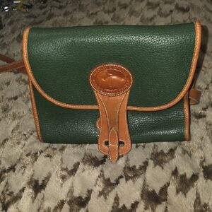 Dooney & Bourke Tan and Green Leather Hand Bag